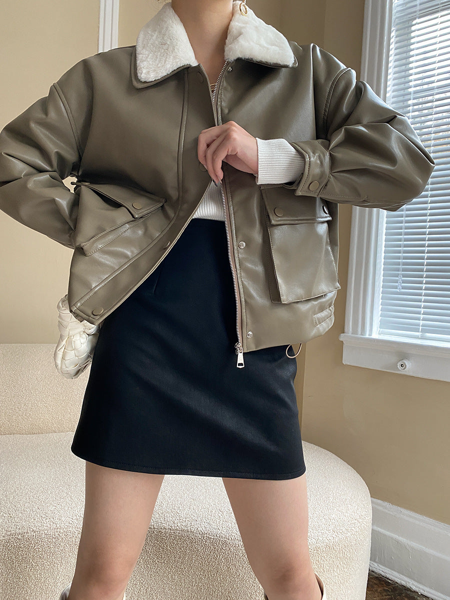 Fashionable Detachable Fur Collar Cotton Jacket