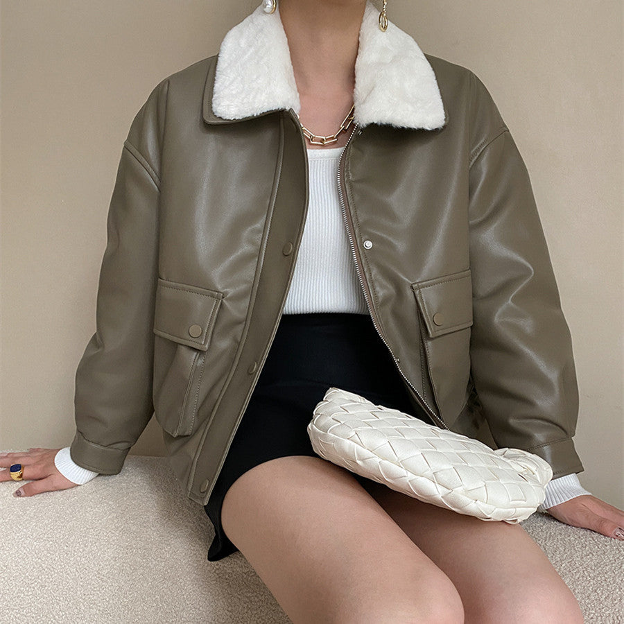 Fashionable Detachable Fur Collar Cotton Jacket