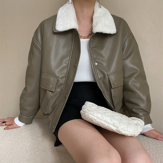 Fashionable Detachable Fur Collar Cotton Jacket